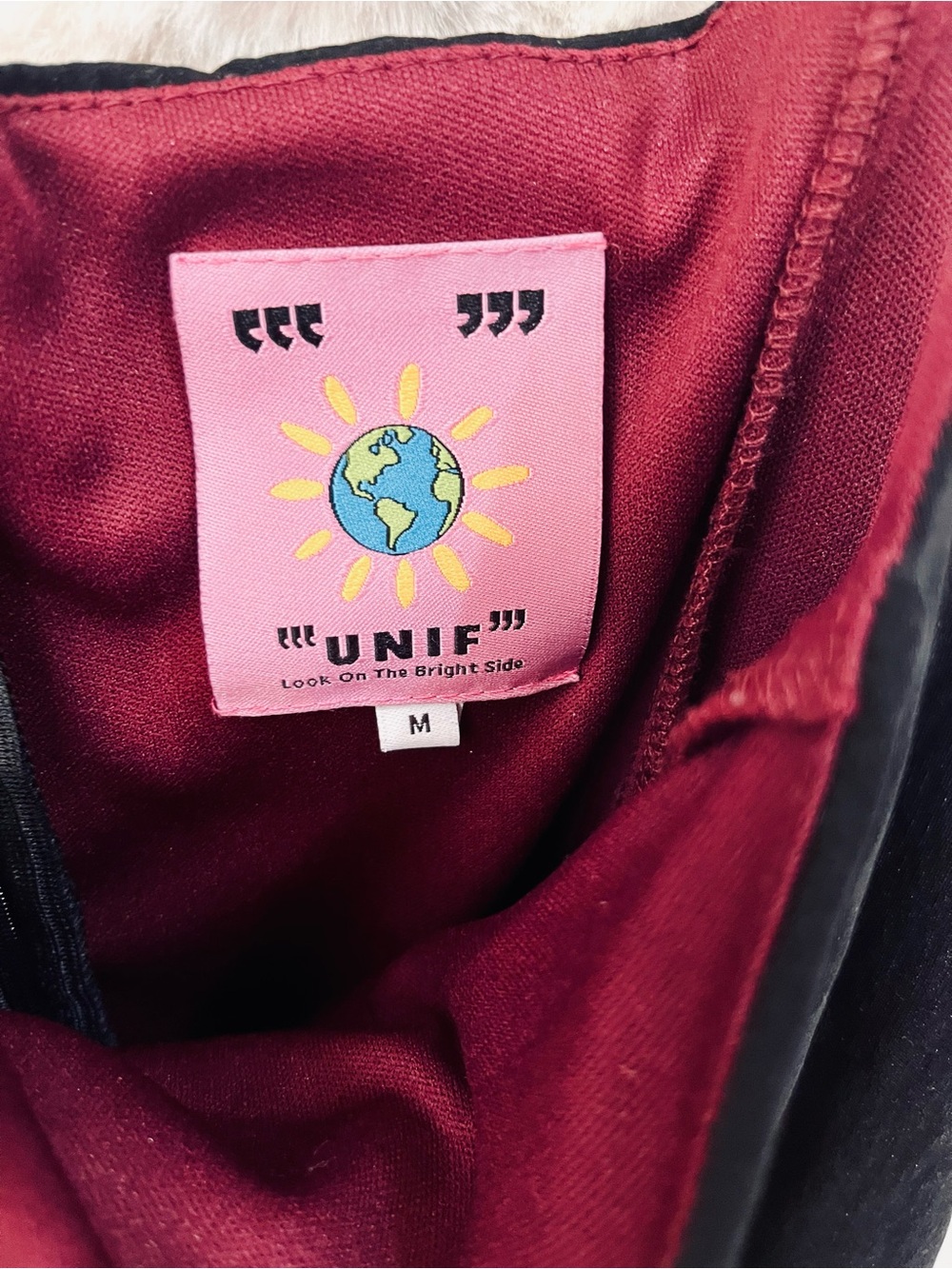 UNIF Yin Dress Black Burgundy Lined Square Neck Y2K Grunge Mini Medium EUC - Picture 2 of 13